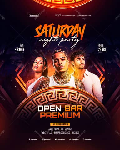 Saturday Night Party Design Flyer Template PSD Editable