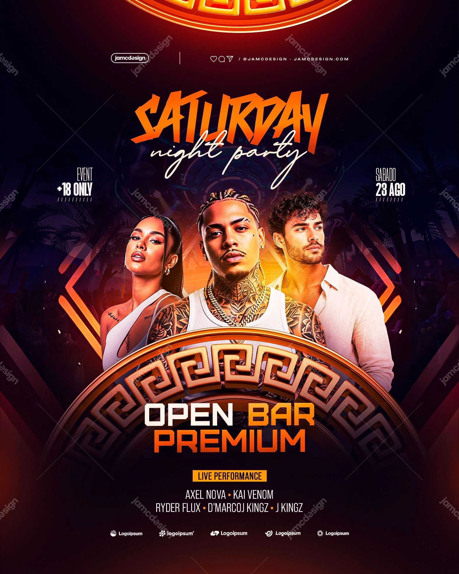 Saturday Night Party Design Flyer Template PSD Editable