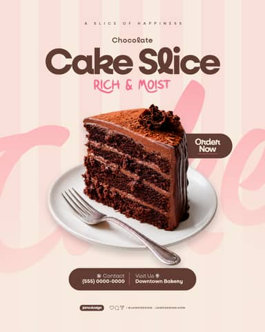 Chocolate Cake Slice Flyer Template PSD Editable