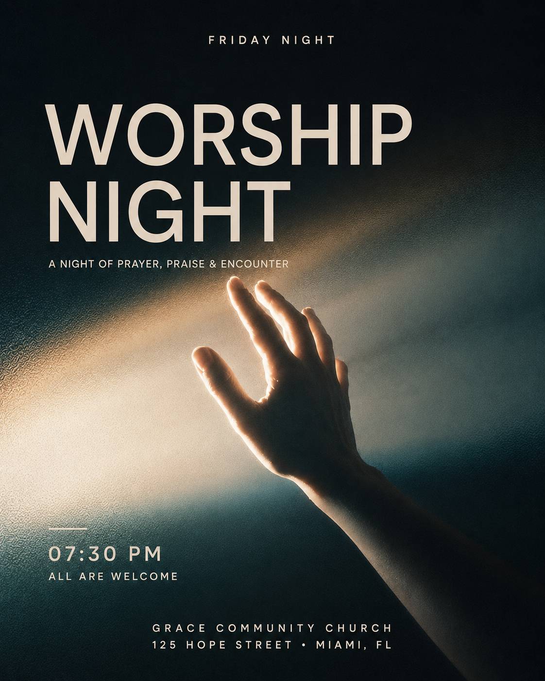 Hand Reaching Toward Light Worship Background