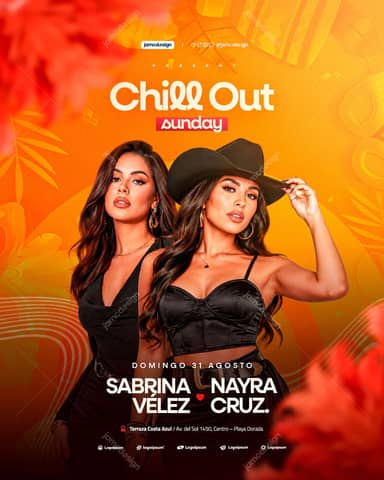 Chill Out Sunday Orange Fashion Portraits Event Flyer PSD