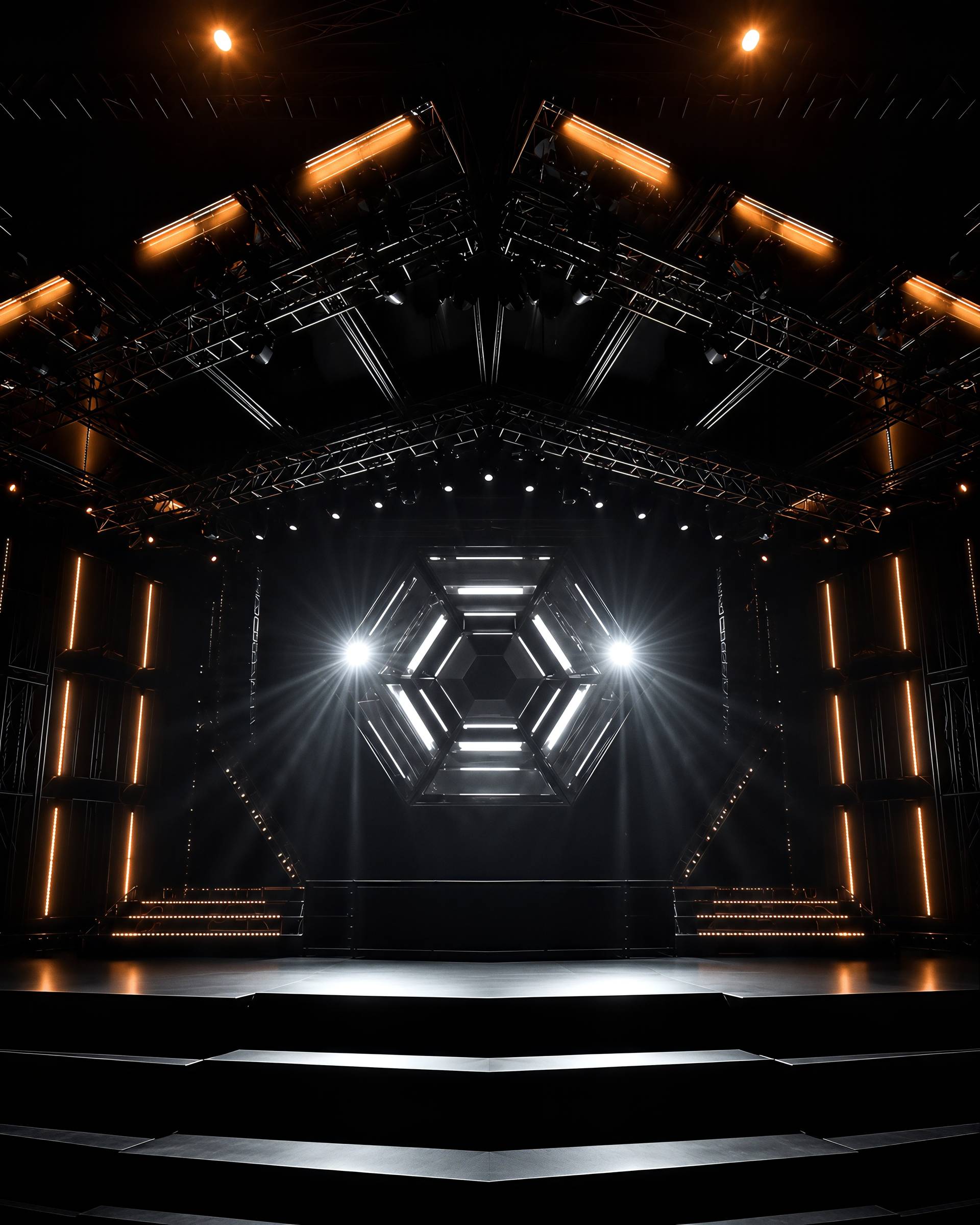 Dark Techno Stage Lights Background