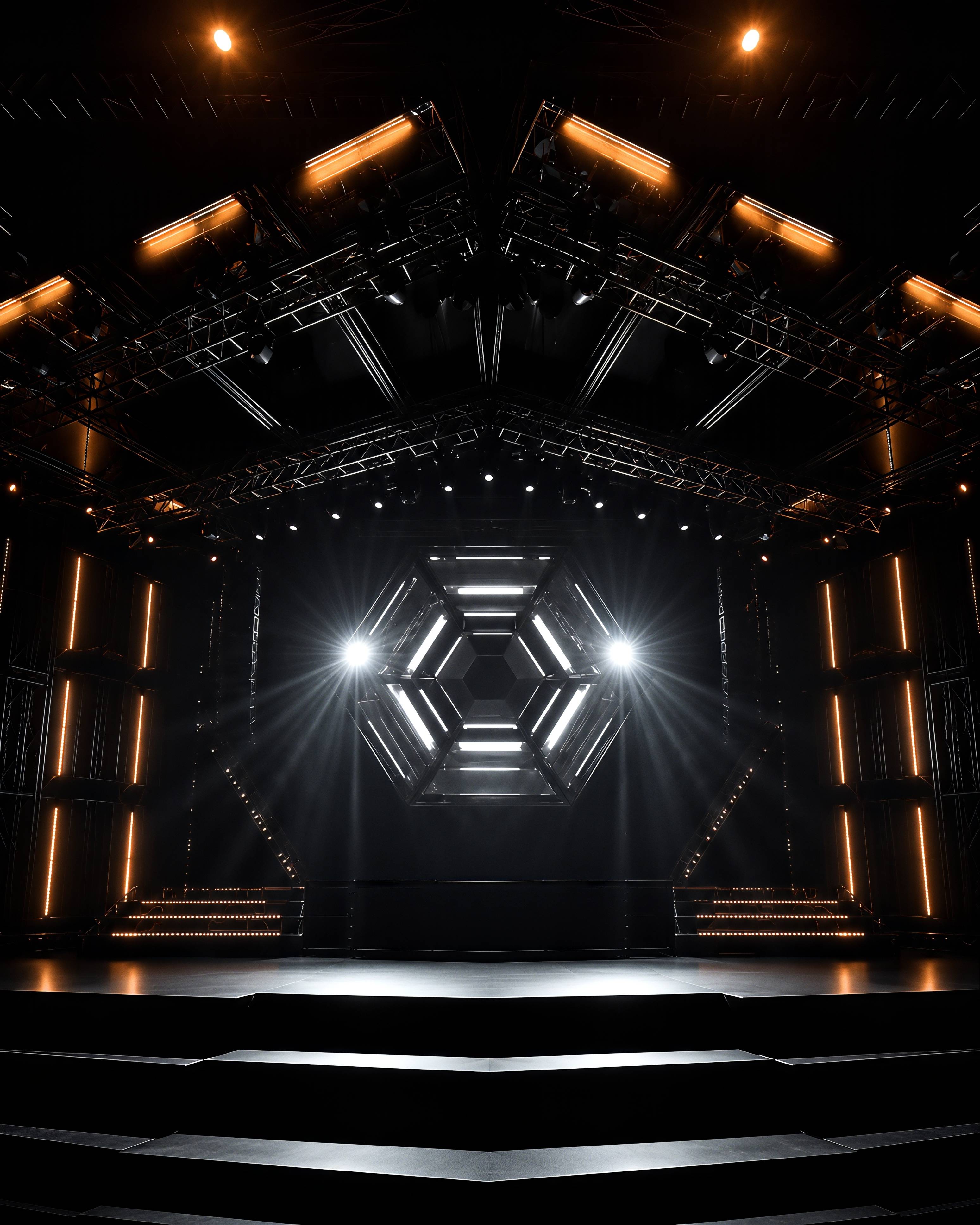 Dark Techno Stage Lights Background
