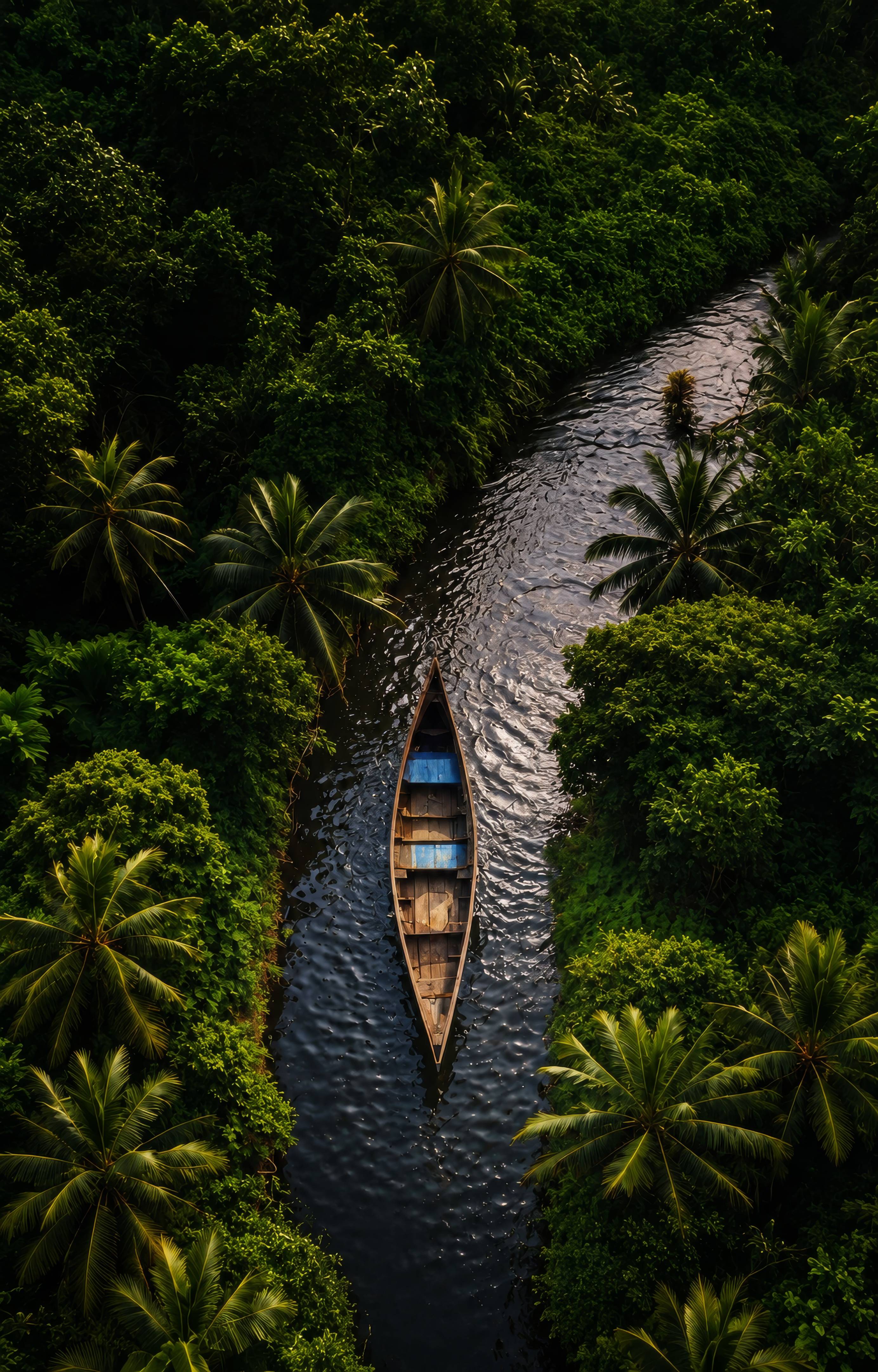 Cinematic Tropical River Canoe Background
