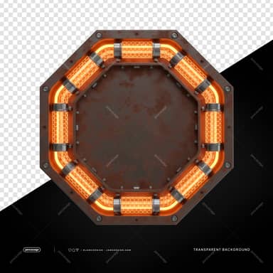 Rusty Octagonal Led Orange Tubes Transparent Panel PNG