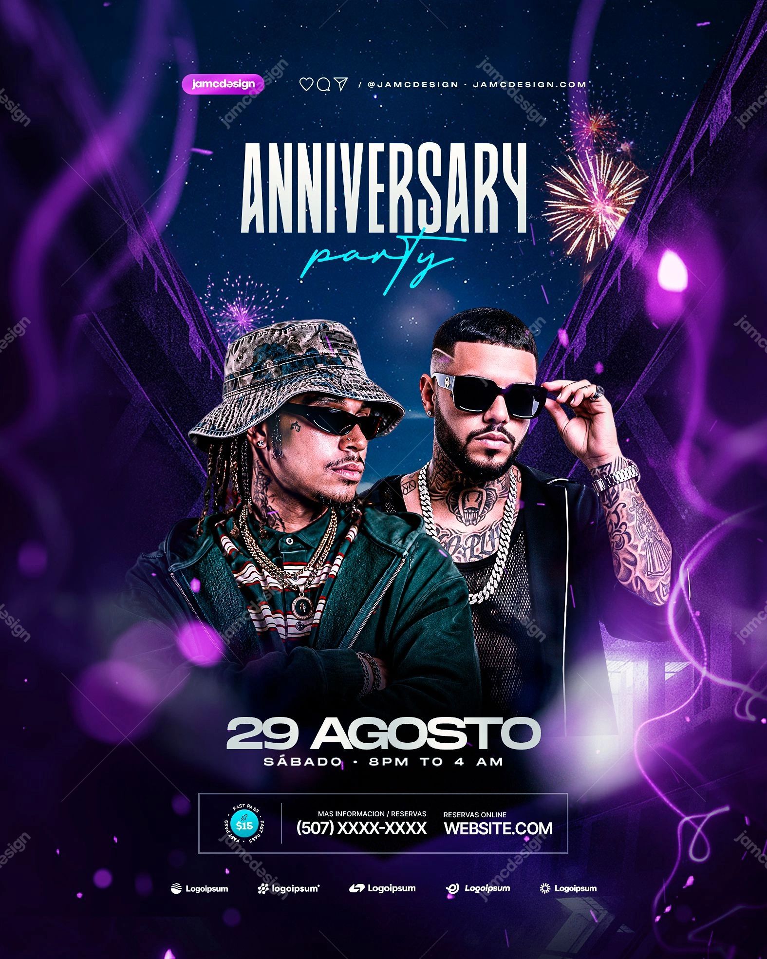 Anniversary Party Social Media Flyer Design Template PSD Editable