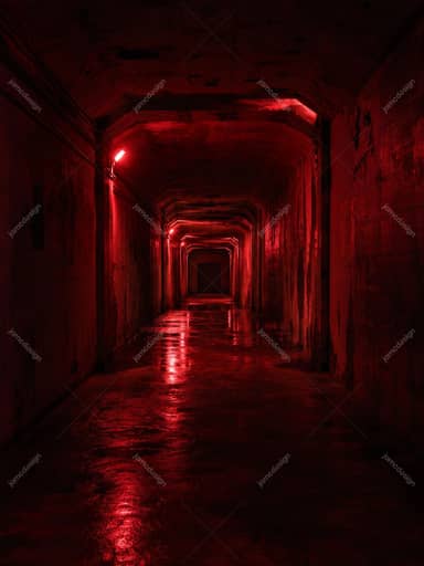Underground Red Light Tunnel Crimson Walls Background JPG