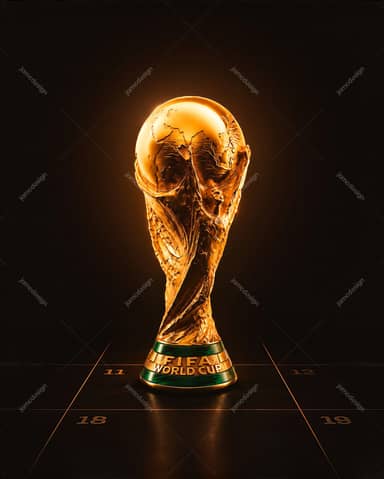 Trophée Doré de la Coupe du Monde de la Fifa sur Fond Noir PNG