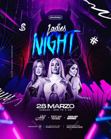 Modelo de Flyer Ladies Night PSD Editável