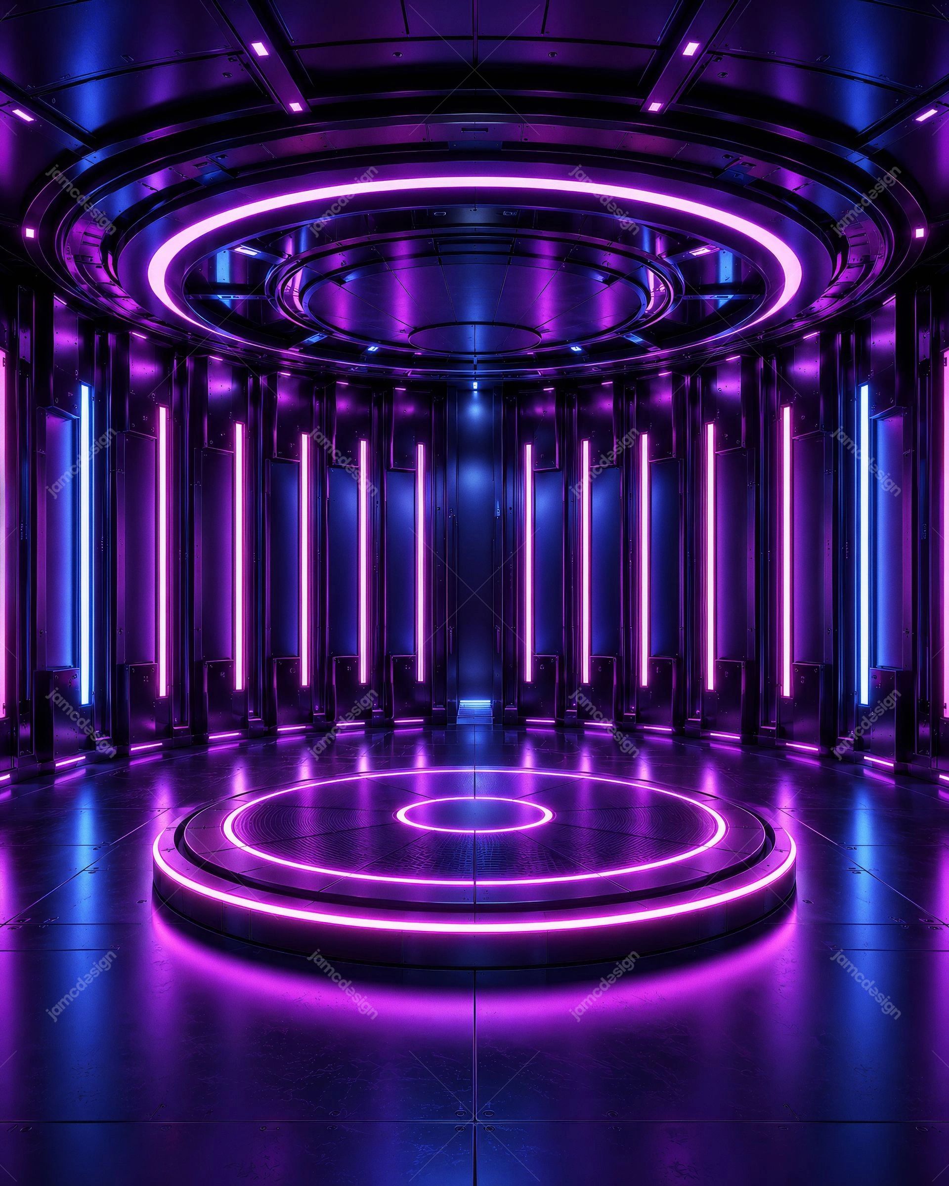 Purple Pink Blue Futuristic Neon Chamber Background