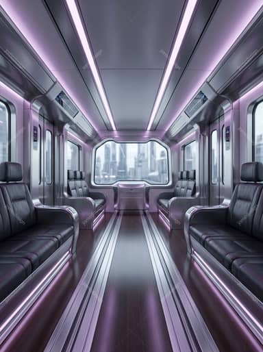Luxury Maglev Train Interior Futuristic Background