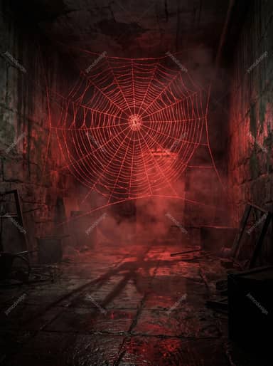 Glowing Spider Web Horror Basement Crimson Cobweb Passage JPG