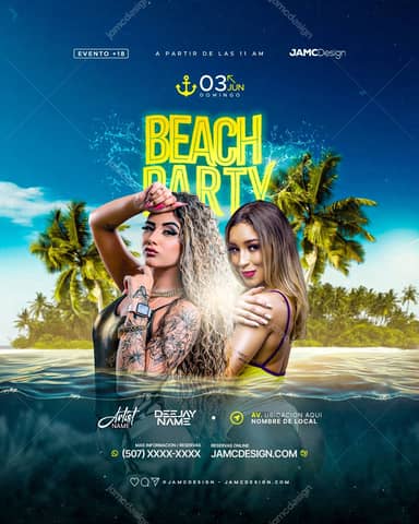 Modèle de Flyer Beach Party PSD
