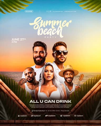Summer Beach Party Flyer Template PSD Editable