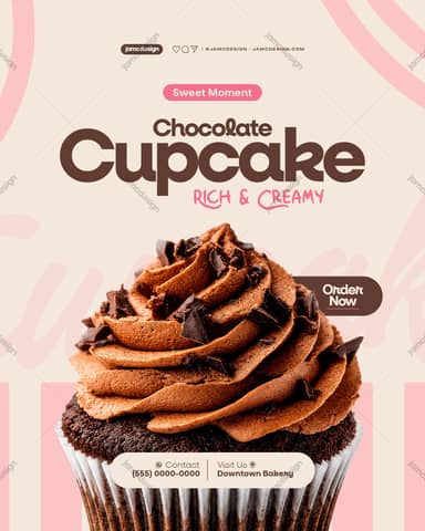 Chocolate Cupcake Sale Flyer Template PSD Editable