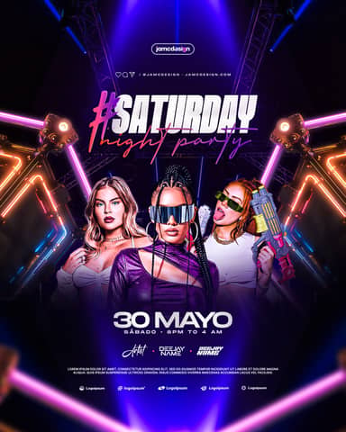 Saturday Night Flyer Template PSD Editable