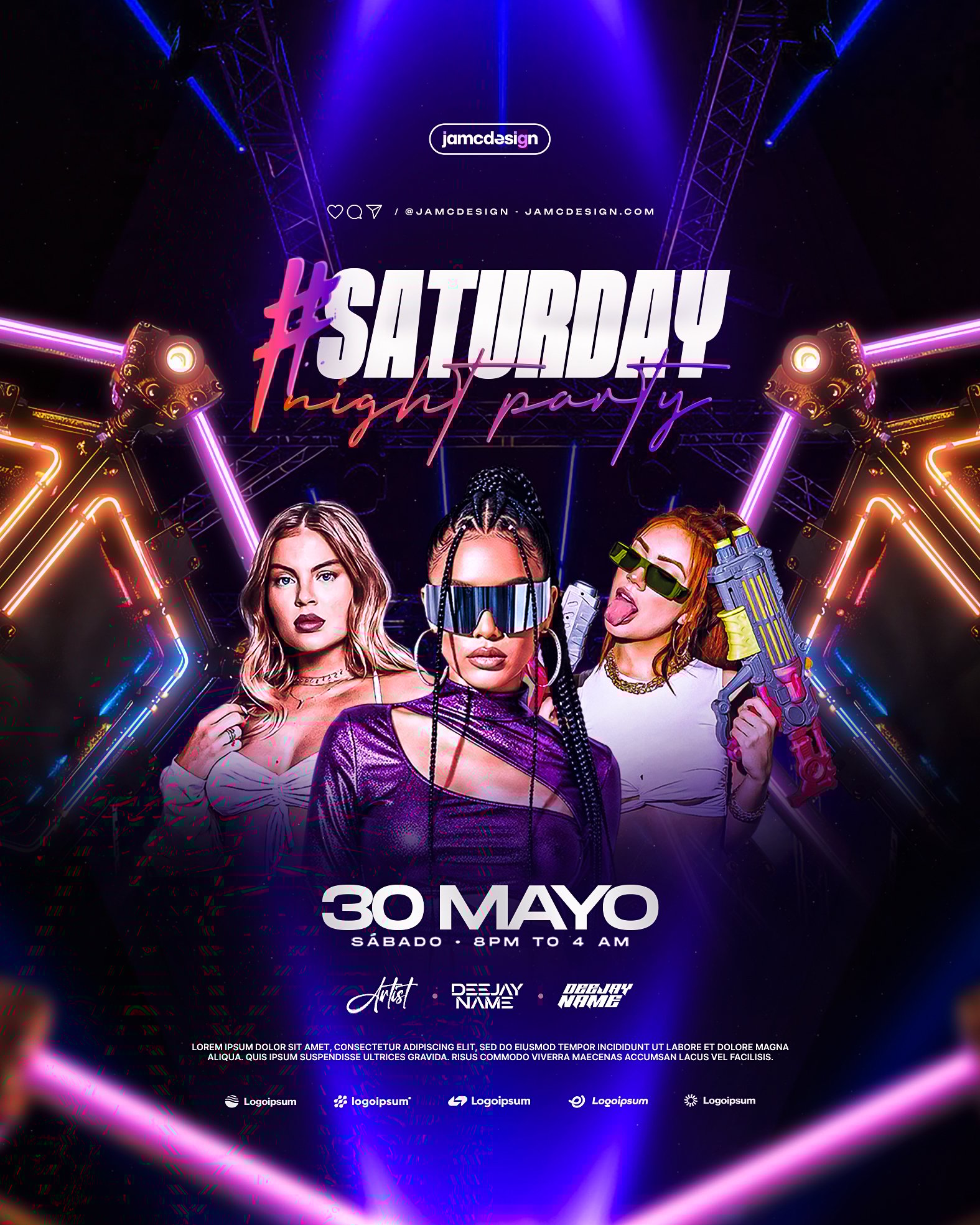 Saturday Night Flyer Template PSD Editable