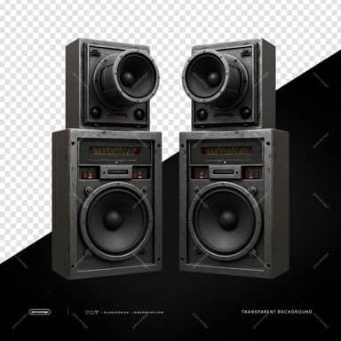 Black Dual Speaker Stack With Separate Woofers PNG Transparent