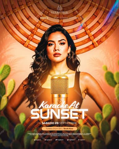 Karaoke Sunset Event Flyer Template PSD Editable