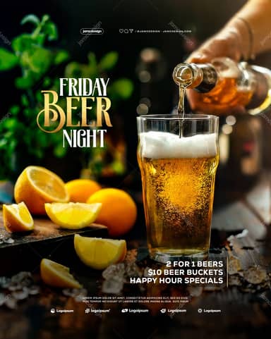 Friday Beer Night Promo Flyer Template PSD Editable