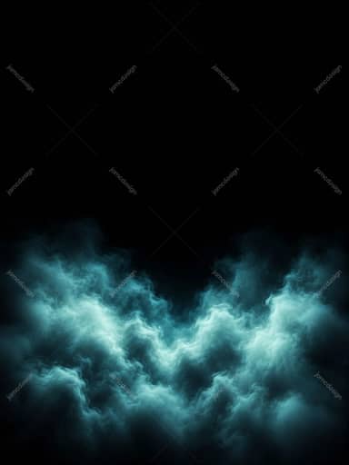Fundo Vertical de Nuvens Ciano com Espaço Escuro para Texto e Fumaça Turquesa