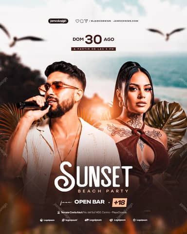 Sunset Beach Party Flyer PSD Template