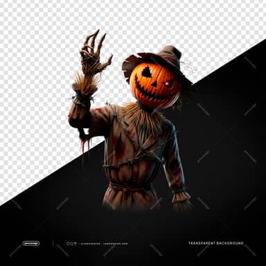 Pumpkin Head Scarecrow With Claw Red Eye PNG Transparent