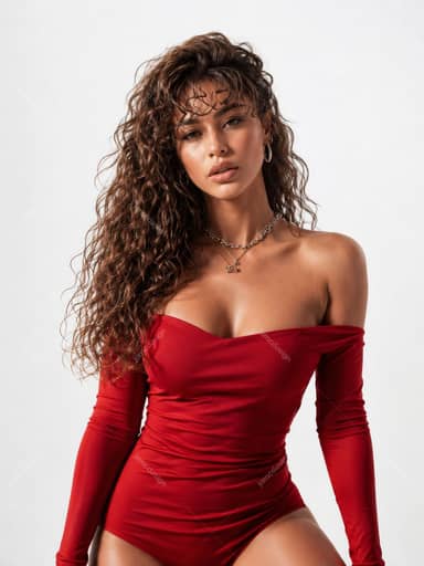 Female Urban Artist Red Outfit Studio Crimson Fashion Woman Portrait