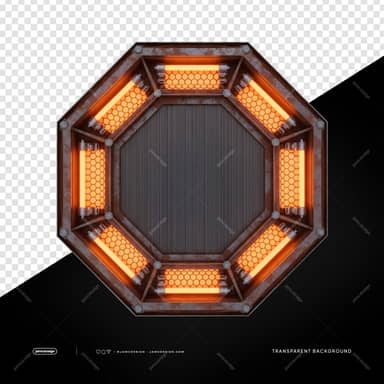 Octagonal Industrial Led Light Frame PNG Transparent