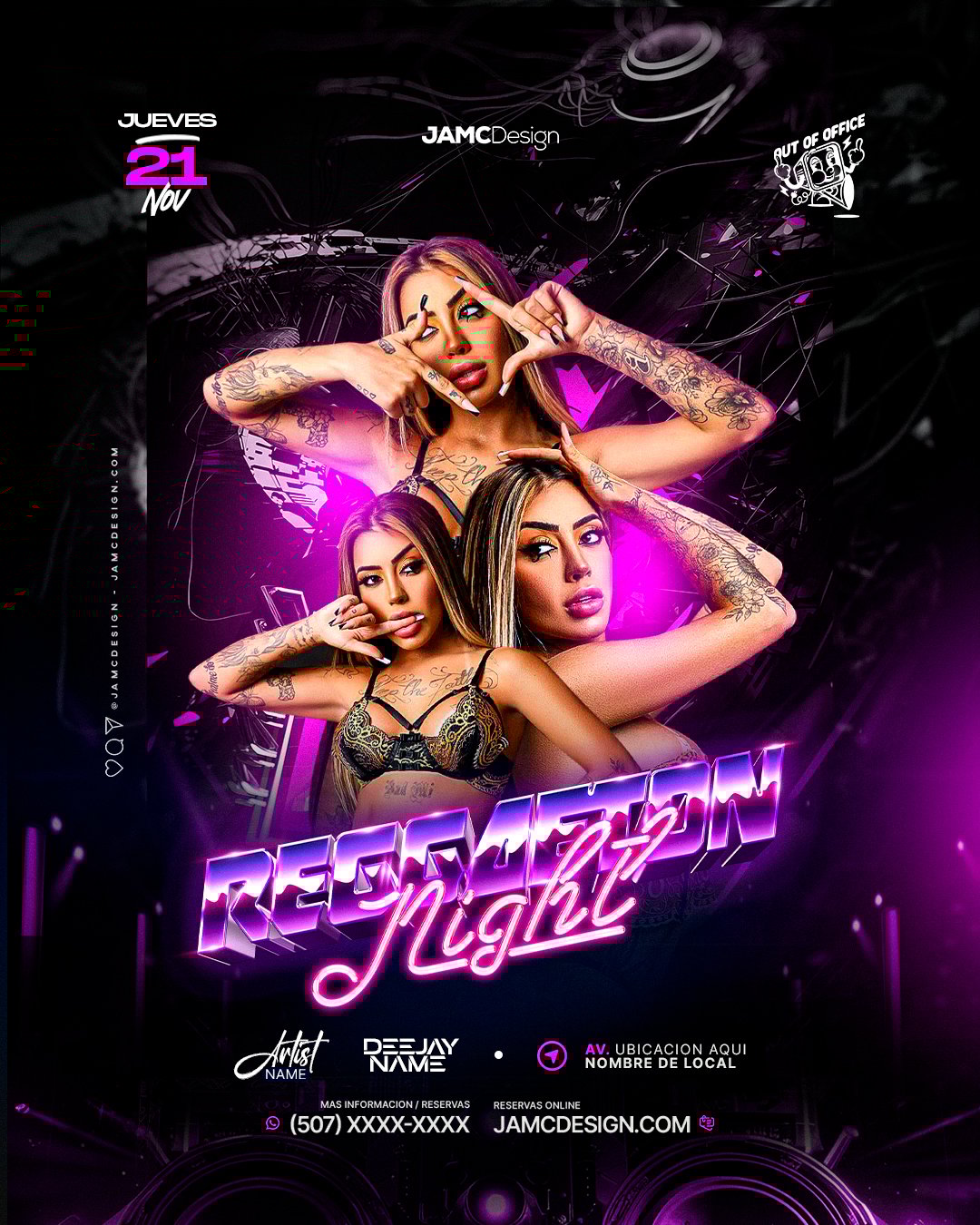 Reggaeton Party Flyer Template PSD