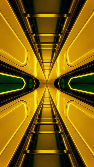 Fundo de Túnel Futurista Simétrico Amarelo e Verde