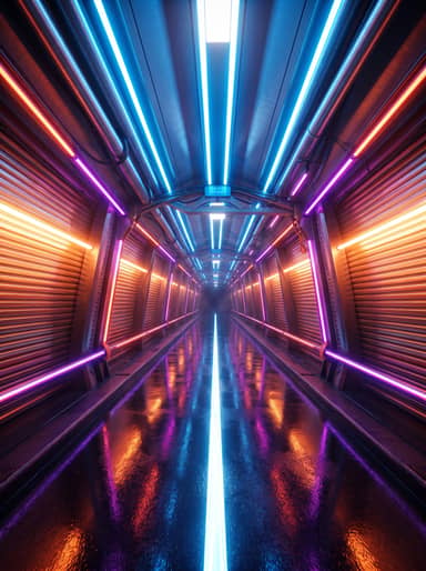 Futuristic Neon Tunnel Sci Fi Background