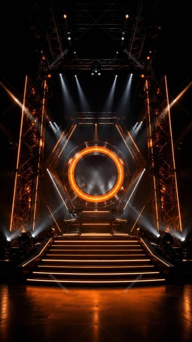 Fundo de Palco de Concerto Néon Laranja