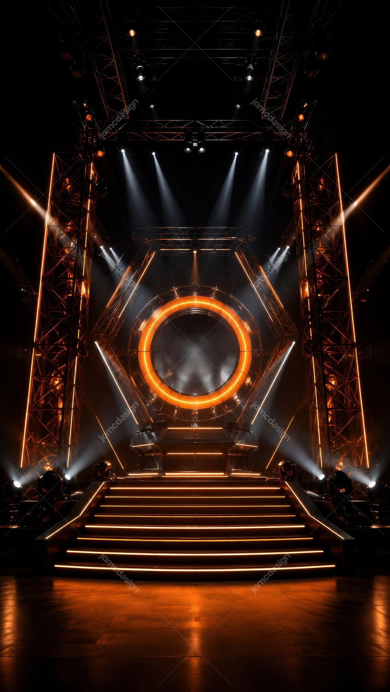 Orange Neon Concert Stage Background