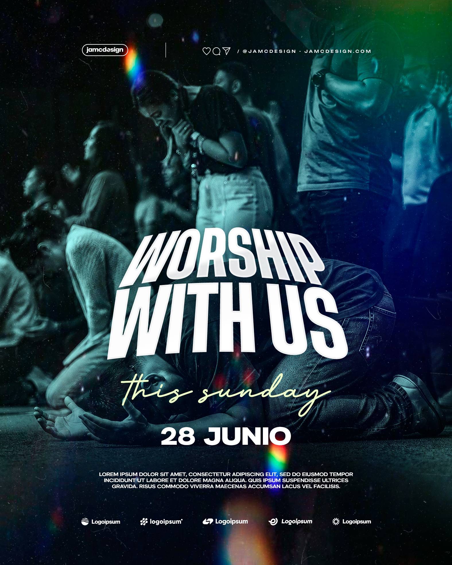 Christian Worship Flyer Template PSD Editable