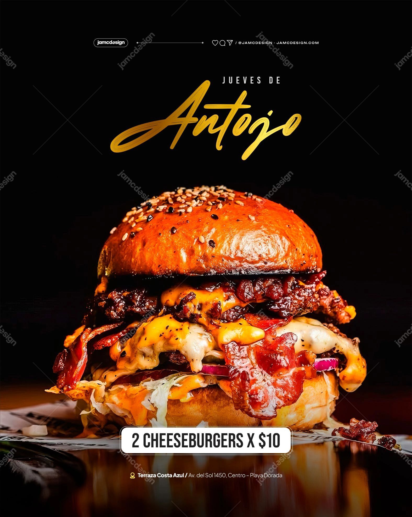 Bacon Burger Promo Flyer Template PSD Editable
