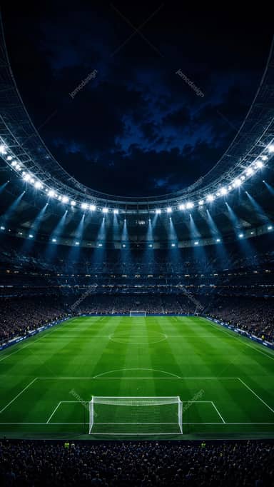 Fundo Dramático de Arena de Futebol Sob Céu Noturno