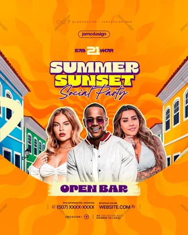 Template de Flyer Summer Sunset PSD