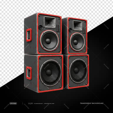 Black Speaker Tower Pair With Red Trim PNG Transparent