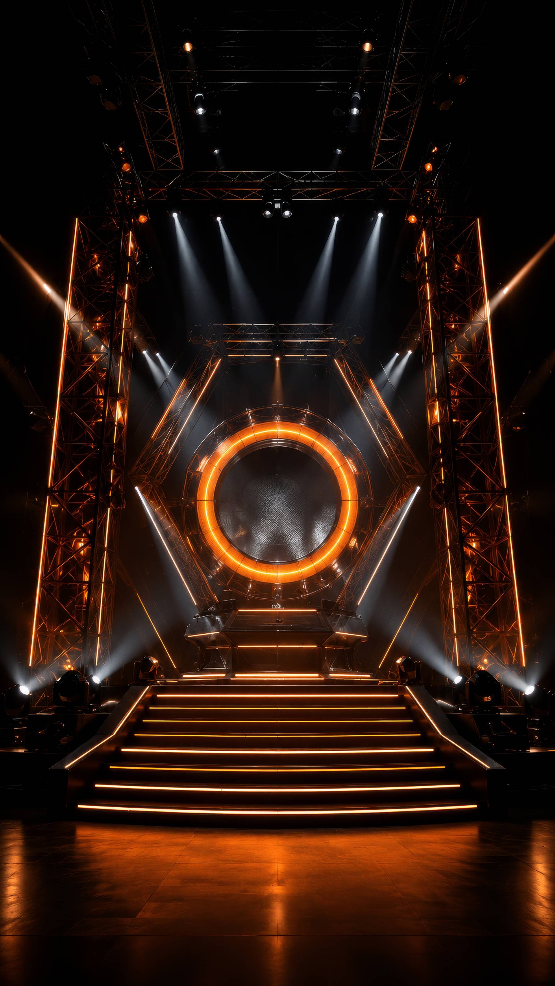 Orange Neon Concert Stage Background
