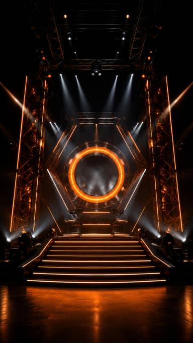 Orange Neon Concert Stage Background