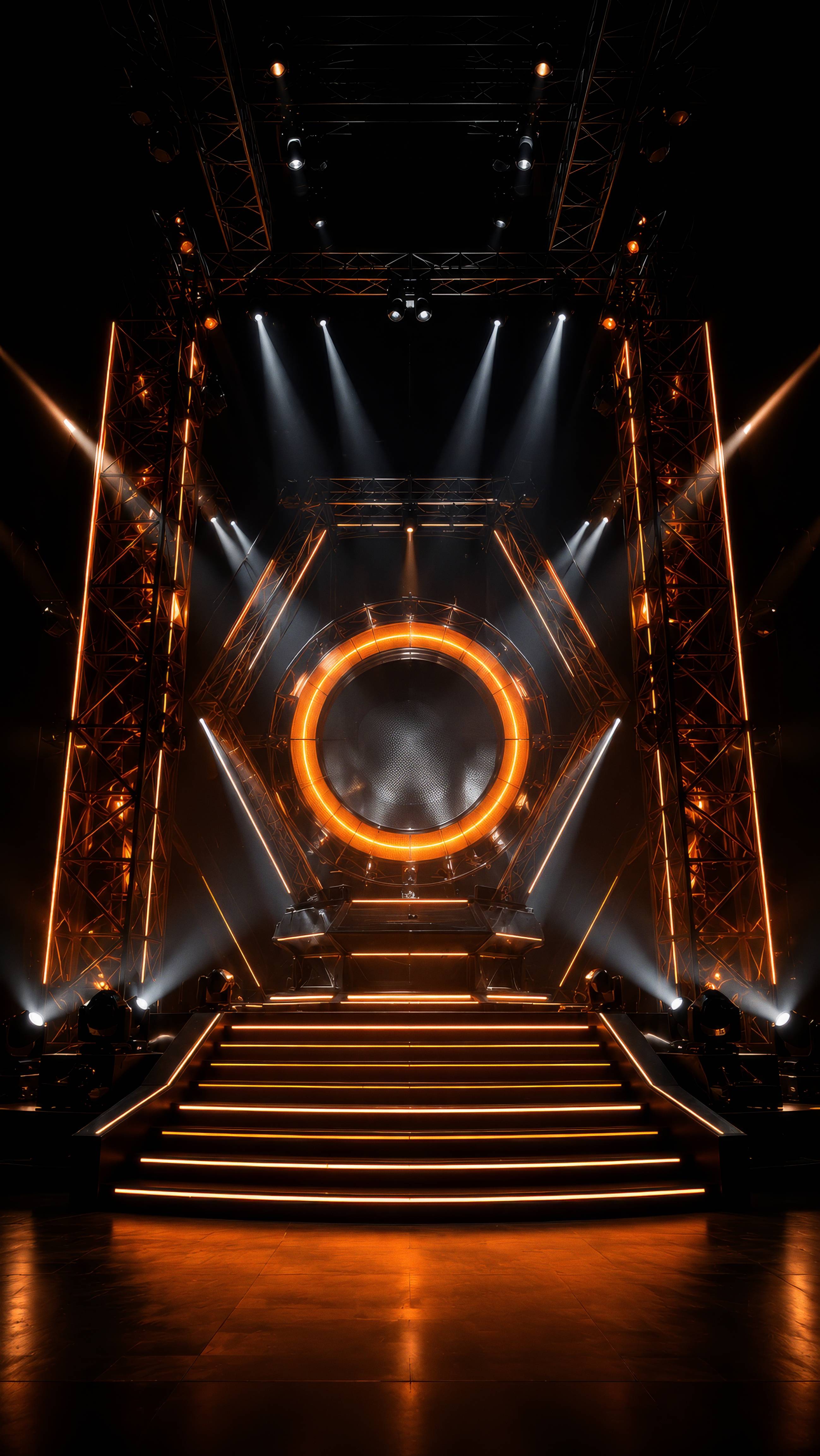 Orange Neon Concert Stage Background