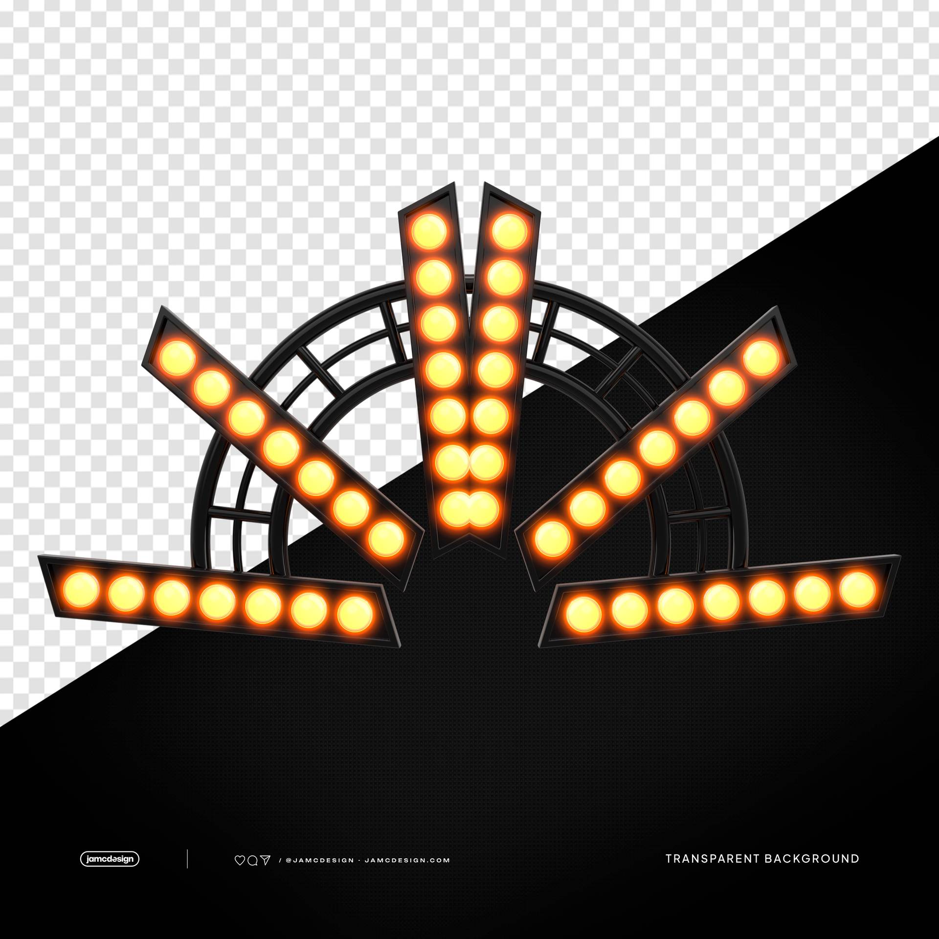 Orange LED Stage Light Frame PNG Transparent Background