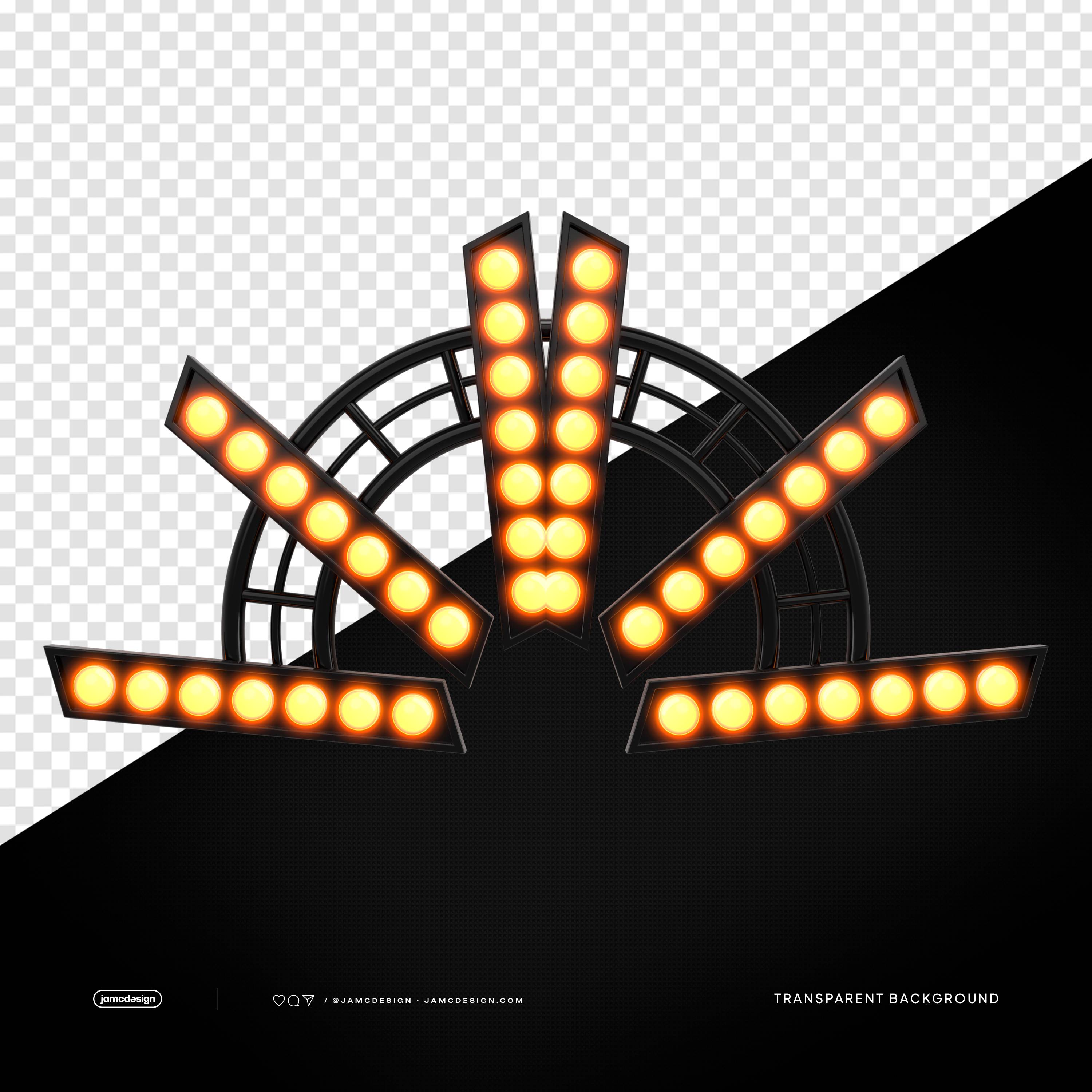 Orange LED Stage Light Frame PNG Transparent Background