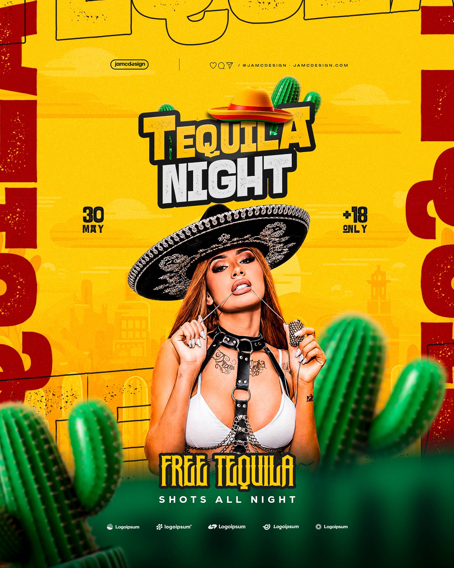 Tequila Night Flyer Template PSD Editable