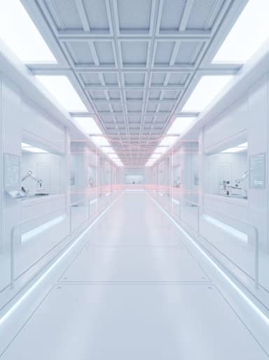 Futuristic Laboratory Bridge Laser Grid Background