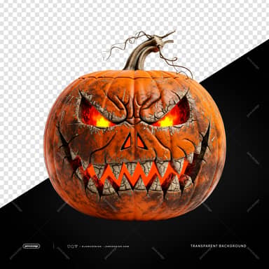 Fiery Monster Jack O Lantern Pumpkin PNG Transparent