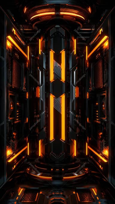 Fond Cybernétique de Cœur de Réacteur Néon Orange