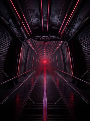 Futuristic Neon Lights Tunnel Sci Fi Background