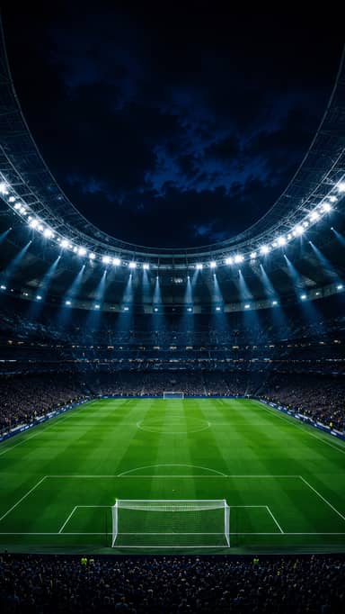 Dramatic Football Arena Under Night Sky Background